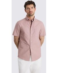 Moss - Short Sleeve Cotton Oxford Shirt - Lyst