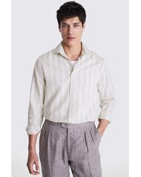 Moss - Cotton Linen Camel Stripe Shirt - Lyst