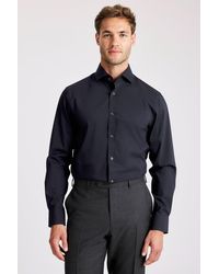 Moss - Tailored Fit Dark Stretch Shirt - Lyst