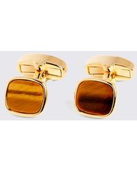 Moss - Square Tiger Eye Cufflinks - Lyst