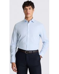 Moss - Tailored Fit Sky Stripe Non-Iron Cotton Shirt - Lyst