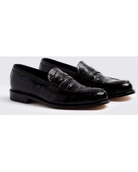 Moss - Italian Leather Ox Blood Croc-Effect Loafers - Lyst