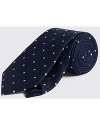 Moss - Polka Dot Silk & Linen Tie - Lyst