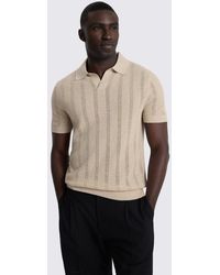 Moss - Light Pointelle Linen-Blend Skipper Polo Shirt - Lyst