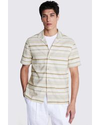 Moss - Neutral Stripe Woven Cuban Collar Shirt - Lyst