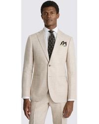 Moss - Slim Fit Neutral Delave Linen Suit Jacket - Lyst