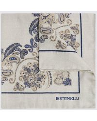 Tessitura bottinelli - Italian Neutral Paisley Silk Pocket Square - Lyst