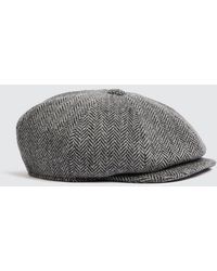 Moss - Charcoal Harris Tweed Herringbone Baker Boy Cap - Lyst