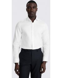 Moss - Slim Fit Herringbone Cotton Shirt - Lyst