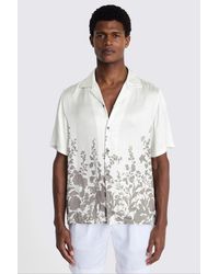 Moss - Taupe Floral Print Cuban Collar Shirt - Lyst