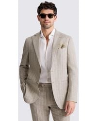 Moss - Tailored Fit Taupe Stripe Linen Suit Jacket - Lyst