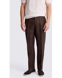 Moss - Burgundy Linen Pleated Trousers - Lyst