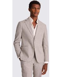 Moss - Slim Fit Taupe Stripe Suit Jacket - Lyst