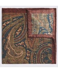 Tessitura bottinelli - Bottinelli & Burgundy Wool Multi Paisley Pocket Square - Lyst