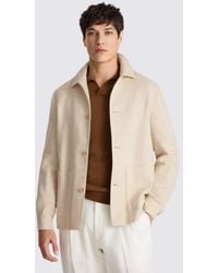 Moss - Neutral Twill Linen Shacket - Lyst