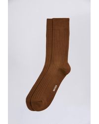 Moss - Rust Fine Ribbed Socks - Lyst