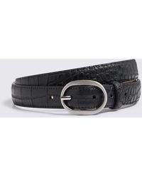 Moss - Italian Croc-Effect Leather Belt - Lyst
