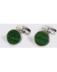 Moss - Jade Stone Round Cufflinks - Lyst