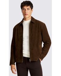 Moss - Dark Chestnut Suede Zip Jacket - Lyst