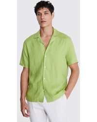 Moss - Tailored Fit Acid Linen Cuban Collar Shirt - Lyst