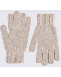 Moss - Taupe Melange Cashmere Blend Gloves - Lyst