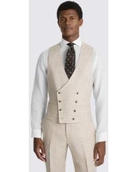 Moss - Slim Fit Neutral Delave Linen Waistcoat - Lyst