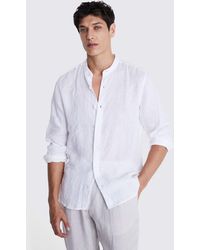 Moss - Tailored Fit Linen Grandad Collar Shirt - Lyst