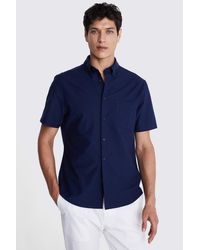 Moss - Short Sleeve Washed Oxford Shirt - Lyst