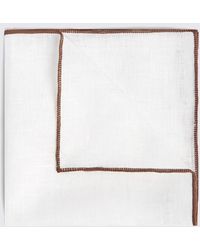 Moss - Linen Pocket Square With Chocolate Border - Lyst