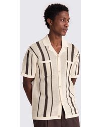 Moss - Ecru & Stripe Open Knit Shirt - Lyst