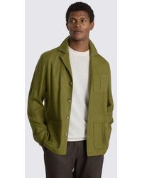 Moss - Lime Twill Linen-Blend Shacket - Lyst