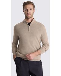 Moss - Taupe Melange Merino Zip-Neck Jumper - Lyst