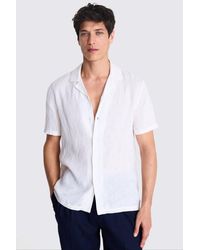 Moss - Tailored Fit Off- Linen Cuban Collar Shirt - Lyst