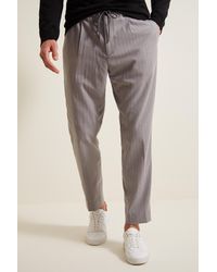 Moss London Slim Fit Grey Stripe Trousers