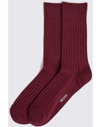 Moss - Burgundy Fine Ribbed Socks - Lyst