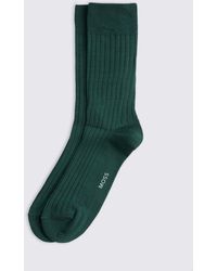 Moss - Emerald Ribbed Mercerised Socks - Lyst