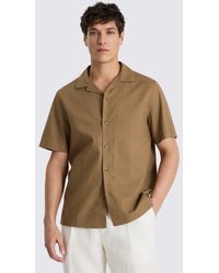 Moss - Dark Taupe Cotton Linen Cuban Shirt - Lyst
