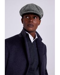 Moss - Charcoal Harris Tweed Herringbone Baker Boy Cap - Lyst
