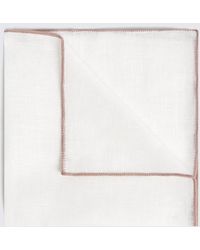 Moss - Linen Pocket Square With Dusty Border - Lyst