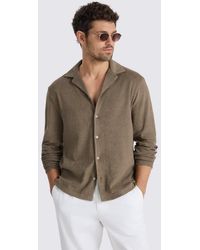 Moss - Taupe Terry Towelling Cuban Collar Shirt - Lyst