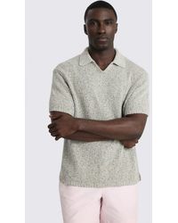 Moss - Colour Cotton-Linen V-Neck Polo Shirt - Lyst