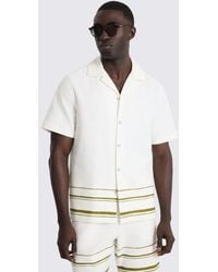 Moss - Stripe Cotton Cuban Collar Shirt - Lyst