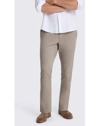 Moss - Slim Fit Dark Taupe Cotton Chinos - Lyst