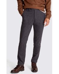 Moss - Tailored Fit Charcoal Flannel Trousers - Lyst