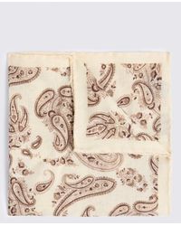 Tessitura bottinelli - Bottinelli Neutral & Dark Wool Paisley Pocket Square - Lyst