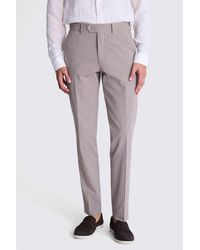 Moss - Tailored Fit Taupe Seersucker Trousers - Lyst