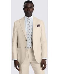 Moss - Tailored Fit Neutral Twill Linen Suit Jacket - Lyst