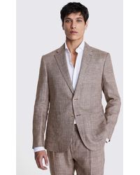Moss - Slim Fit Check Linen Suit Jacket - Lyst