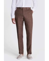 Moss - Tailored Fit Rust Linen Trousers - Lyst