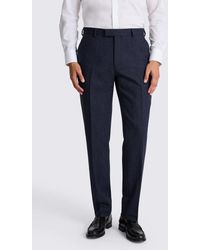 Moss - Tailored Fit Ink Herringbone Trousers - Lyst